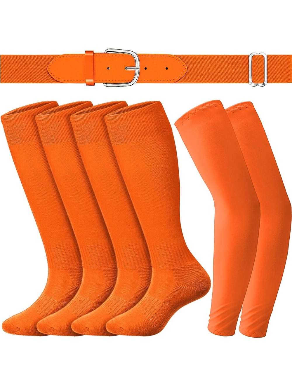 ROLVNHTV Adult Baseball Softball Combo Set Orange Socks Belt Arm Sleeves NEW⁠